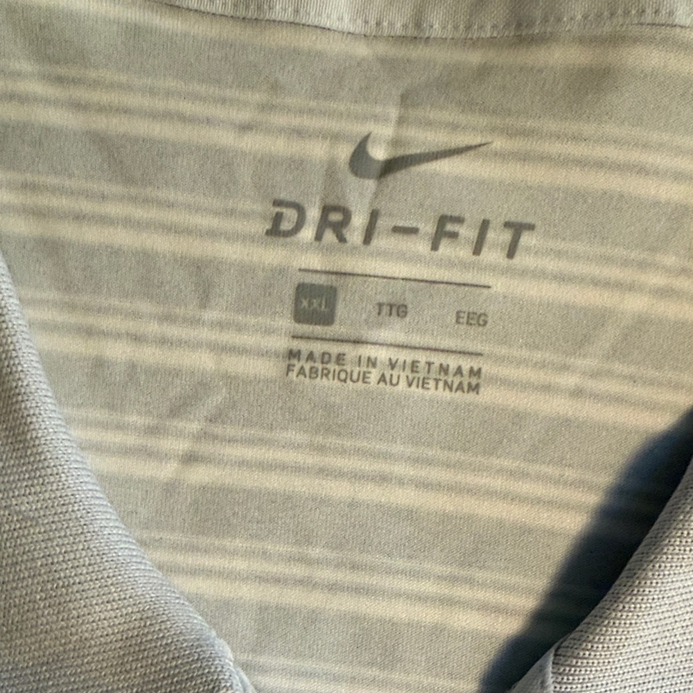 Nike Light Gray Golf Polo with Stripes